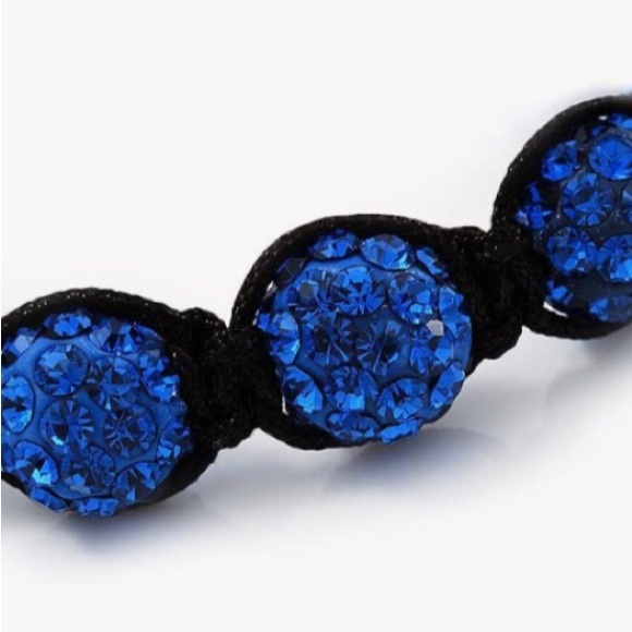 NEW Shamballa 12MM Blue Crystals & Hematite Bead Bracelet - Picture 4 of 4